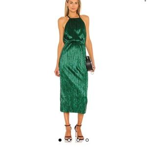 NWT House of Harlow x revolve Farrah Emerald sparkle Midi Dress
